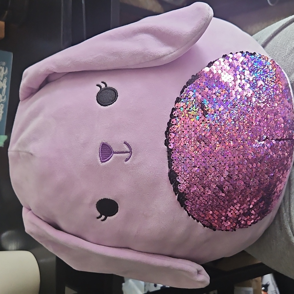Squishmallow Bubbles Purple Easter Bunny Sequin Belly 10in Plush 2021
